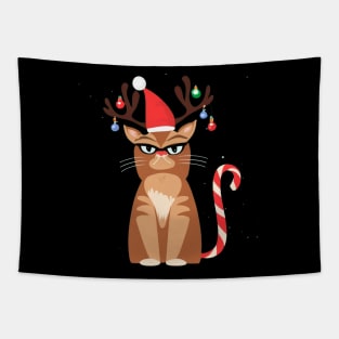 Grumpy Christmas Cat. Christmas Cat 2024 Tapestry