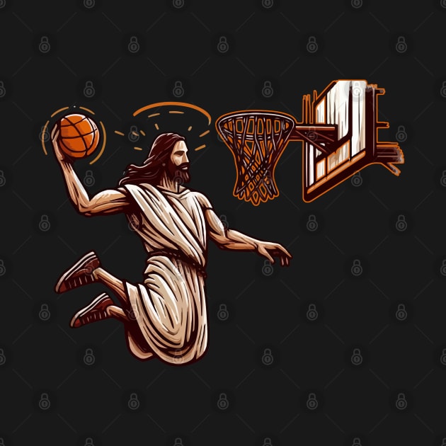 Funny Basketball Retro Jesus Christ by TomFrontierArt