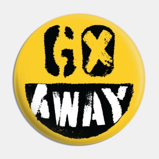 Antisocial 'Go Away' Emoji Design | Funny Un Happy Face Illustration Pin