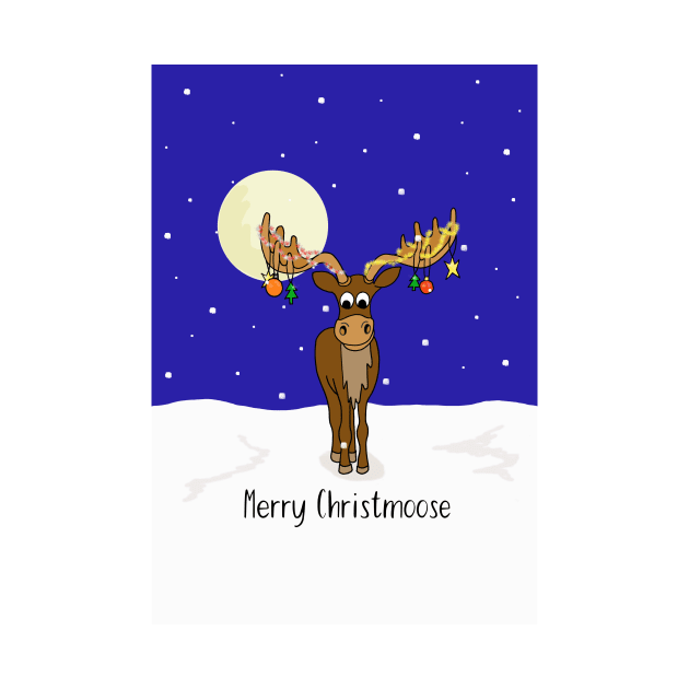 Merry Christmoose, moose in the snow by Maddybennettart