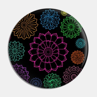 Colorful Groovy Flower Pattern Outline Pin