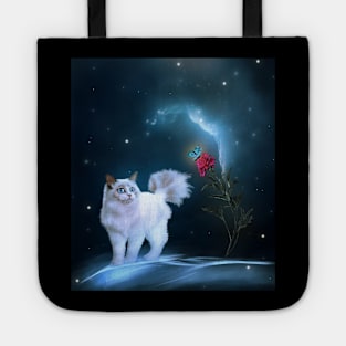 Cute Cat With Rose Tote