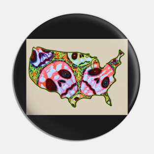 Skull Map USA Pin