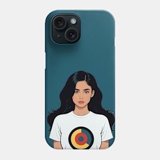 Young Woman with Black Hair Wearing a TShirt Phone Case