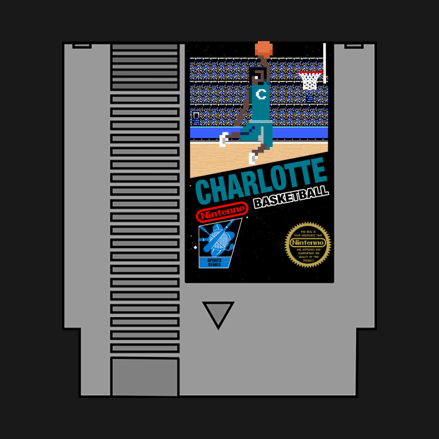 Charlotte Basketball 8 bit pixel art cartridge design by MulletHappens