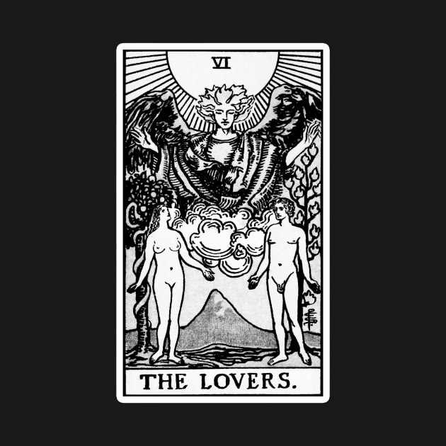 VI. The Lovers Tarot Card Black and white by wildtribe