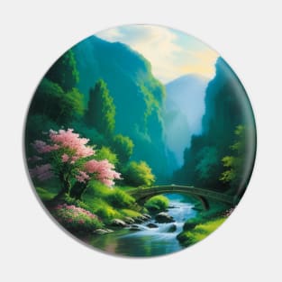 Bridge over a gentle river Pin