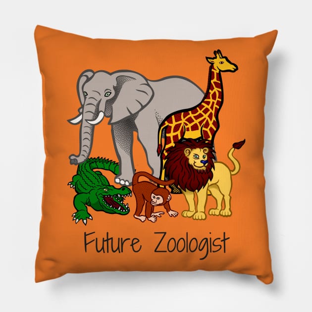 Zoologist Shirt Gift for Kids and Students Zoology Zoo Wild Animal Lion Design Pillow by InnerMagic