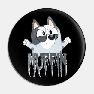 Muffin Bluey Black Metal Pin