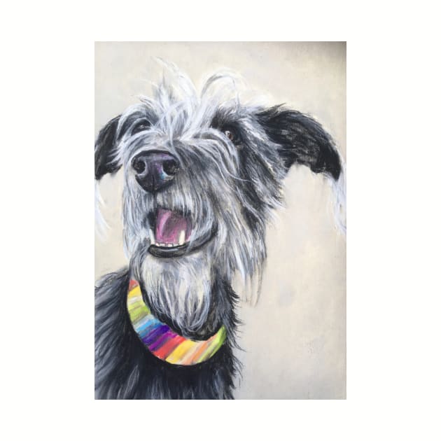 Scruffy Lurcher rainbow collar by Merlinsmates