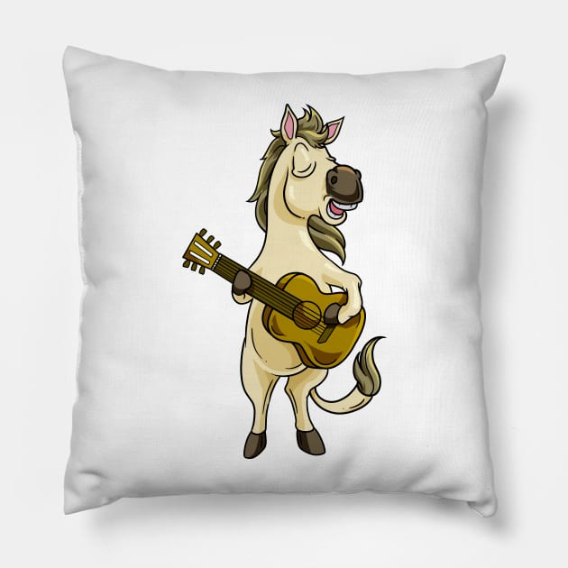 Comic horse playing guitar Pillow by Modern Medieval Design