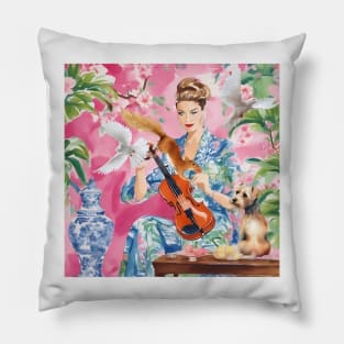 Keeping things in tune, whimsical painting Pillow