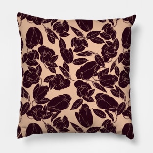 pattern with a silhouette of magnolia Pillow