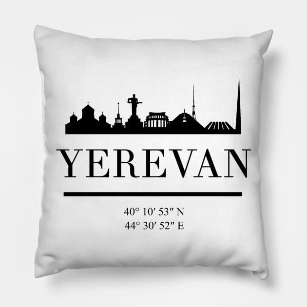 YEREVAN ARMENIA BLACK SILHOUETTE SKYLINE ART Pillow by deificusArt