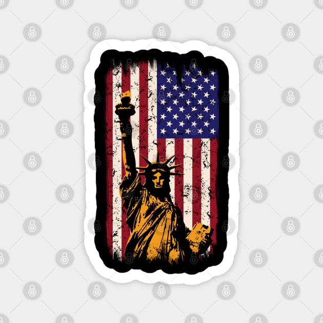 American Flag - Statue of Liberty Patriotic Magnet by SunGraphicsLab