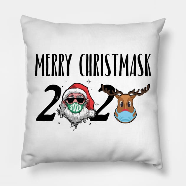 Merry Christmask 2020 Christmas Santa Reindeer Face Mask Pillow by gillys