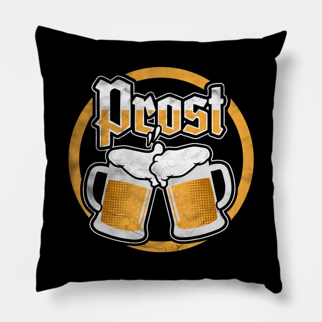 Prost! German Oktoberfest Vintage Beer Pillow by NineBlack