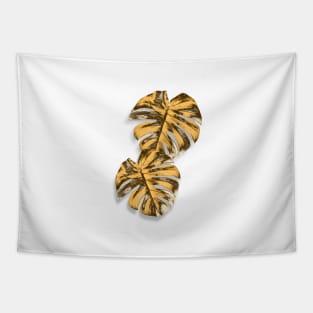 Golden Monstera Leaf Tapestry