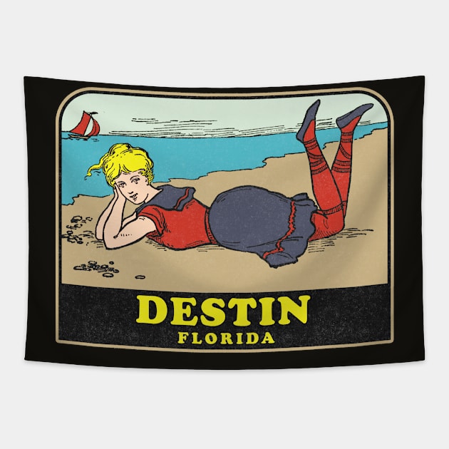 Vintage Destin Florida Travel Decal Tapestry by anchorandhope