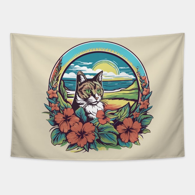 Vintage Hawaiian Kitty Tapestry by Kona Cat Creationz