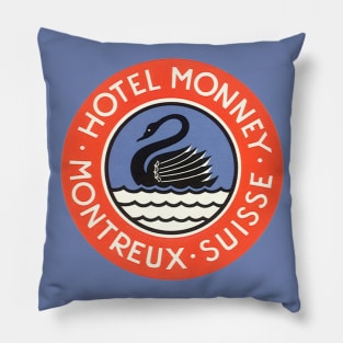 Vintage Travel Poster from Hotel Monney Pillow