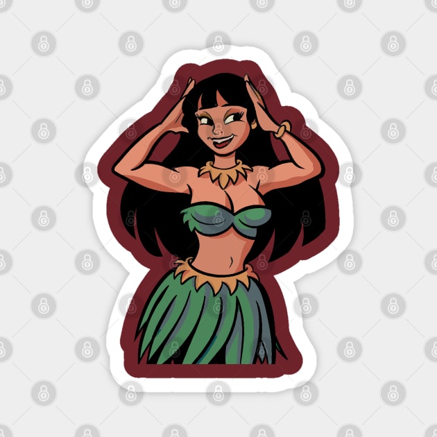 Hawaiian Hula Dancer Cartoon Magnet by Alexander Luminova