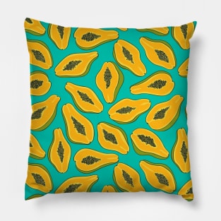 Papaya slices on turquoise Pillow