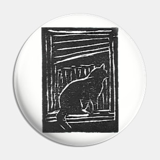 Window Cat (Black) Pin