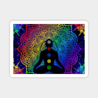 Tibetan Chakras, galaxy mandala Magnet