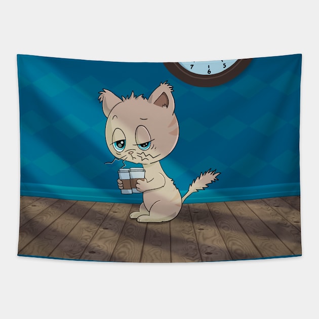 Cat In The Morning Tapestry by Character Alley