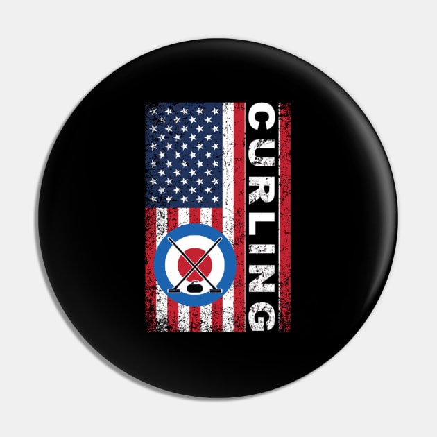 Usa Red White And Blue American Flag Curling 4Th Of July Pin by Weirdcore