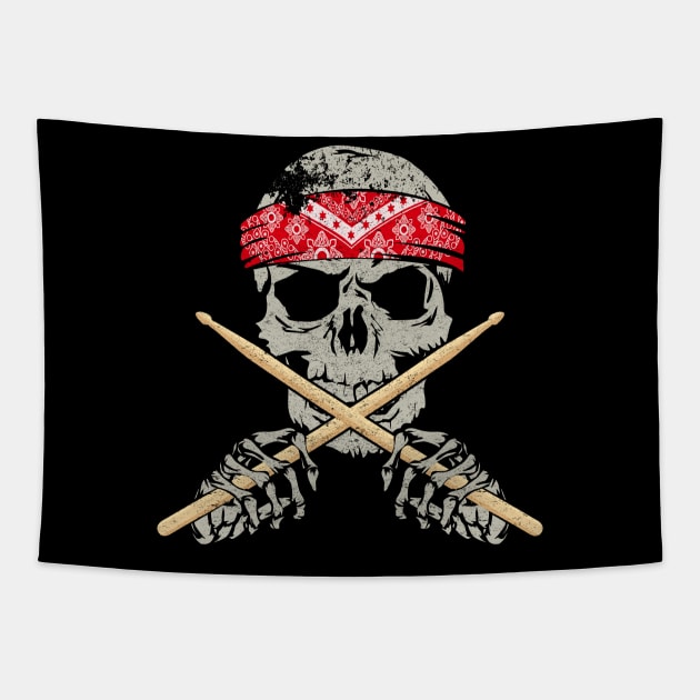 Skull and cross sticks drummers Tapestry by BOEC Gear