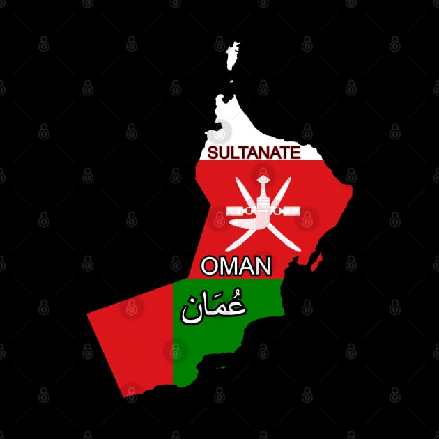 Oman map & flag by Travellers