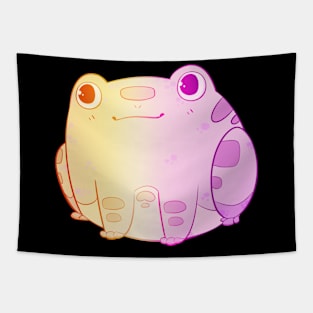 Chibi Frog Sitting - Lesbian Flag Tapestry