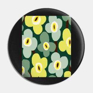 Retro Scandinavian Floral Pattern in Green and yellow Pin