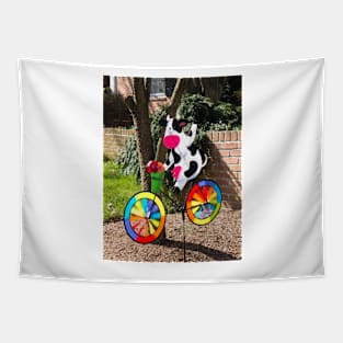 Cycling cow Tapestry