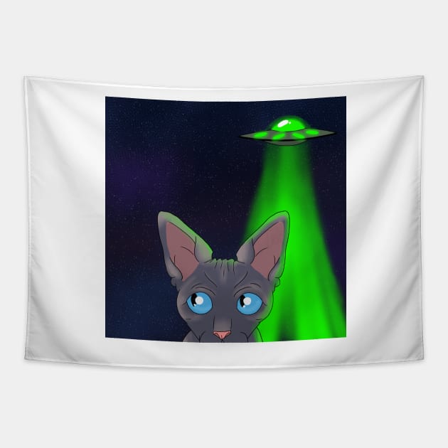 Alien Cat Tapestry by MoniDW