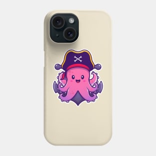 Cute Pirate Octopus With Anchor Phone Case