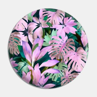 Tropical Night Magenta & Emerald Jungle Pin