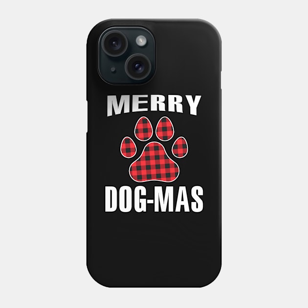 Merry Dog-mas Red Plaid Buffalo Merry Christmas Gift Dog Lover Dog Paw Phone Case by Nancie