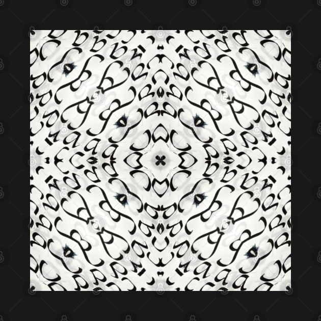 Grey and black circle pattern calligraphic shapes and letters mandala style by FrancesPoff