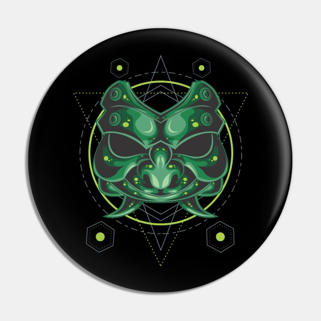 GREEN SAMURAI MASK SACRED GEOMETRY Pin by sugiartoss_