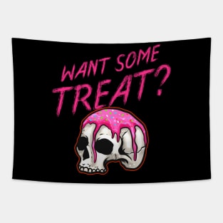 Want Some Treat Skull With Topping And Sprinkles Halloween Tapestry