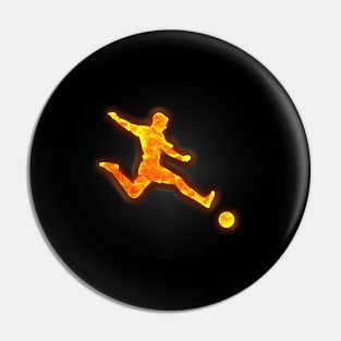 Soccer player kicking a Soccer ball Pin