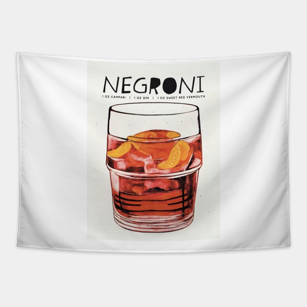 Negroni Retro Poster Big Big Glass Bar Prints, Vintage Drinks, Recipe, Wall Art Tapestry by BetterManufaktur