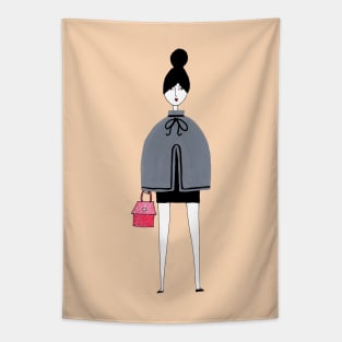 Girl in grey cape Tapestry