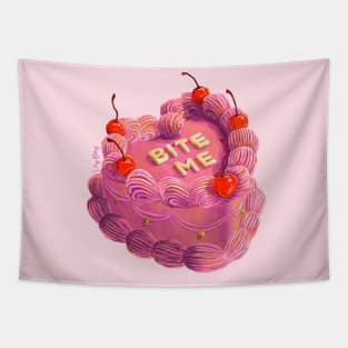 Bite Me! Sassy heart shaped cake art Tapestry