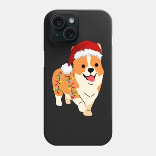 Corgi Holiday Christmas Light - Funny Corgi Lights Christmas in Santa Hat Holiday Santa Phone Case