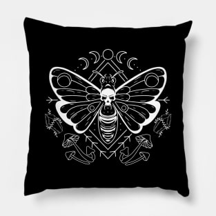 Dark Academia Skull Moth Moon Phases Pillow