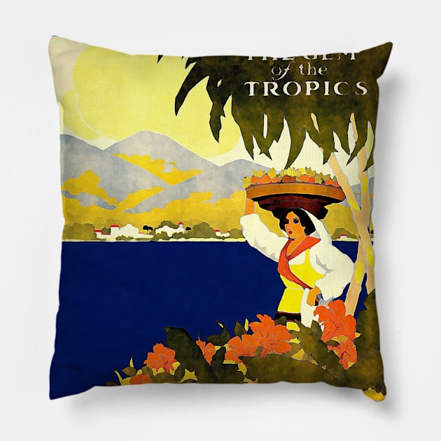 Vintage Travel Jamaica Pillow by Urban_Vintage